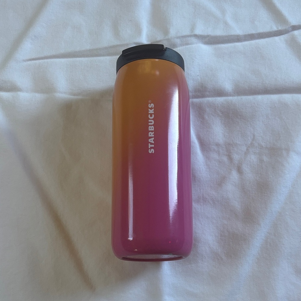 Starbucks Orange and Pink Tumbler with Black Lid